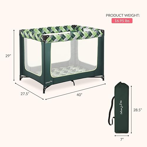 Miniatura 9 de Dream On Me Zoom - Corral portátil en gris oscuro, ligero y portátil de fibra de 3 pulgadas, certificado Greenguard Gold, cubierta de vinilo