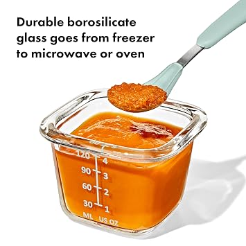 OXO Tot Glass Baby Blocks Food Storage Containers (4 oz) - Opal