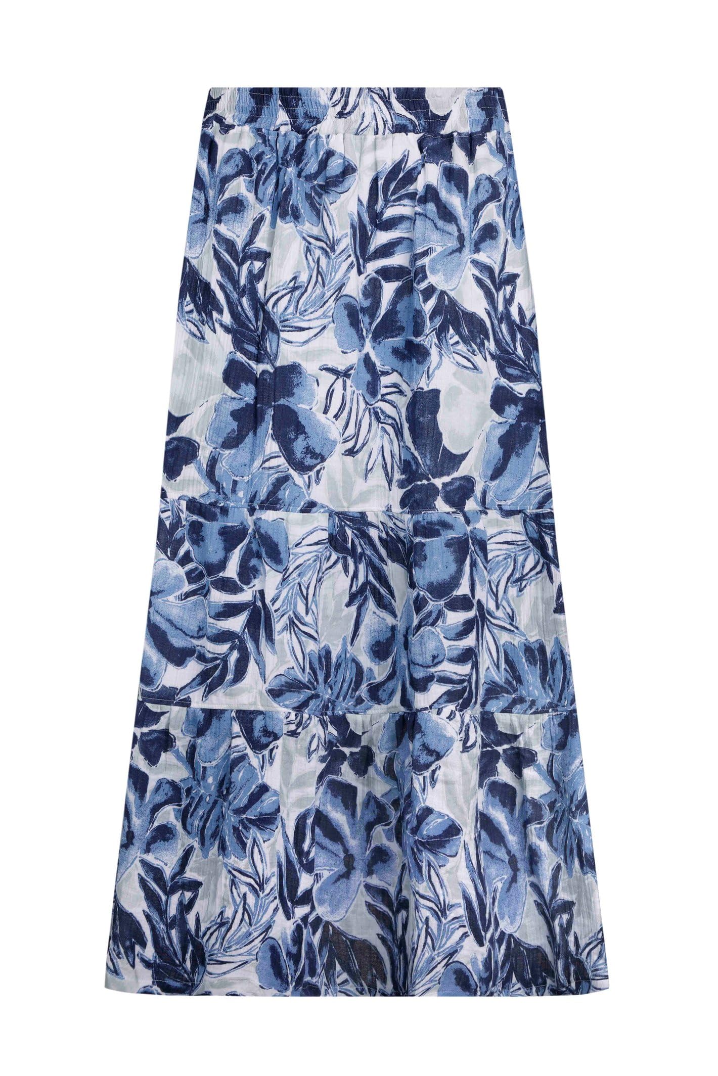 Weird Fish Harini Organic Cotton Double Cloth Printed Midi Skirt Estate Blue Size 10