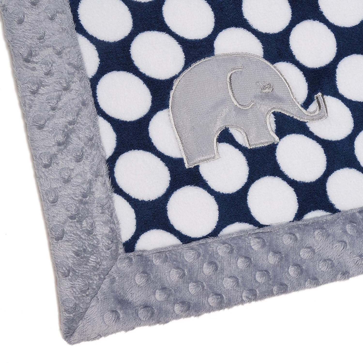 Bacati - Elephants Blue/Grey Plush Blanket 30 x 40 inches