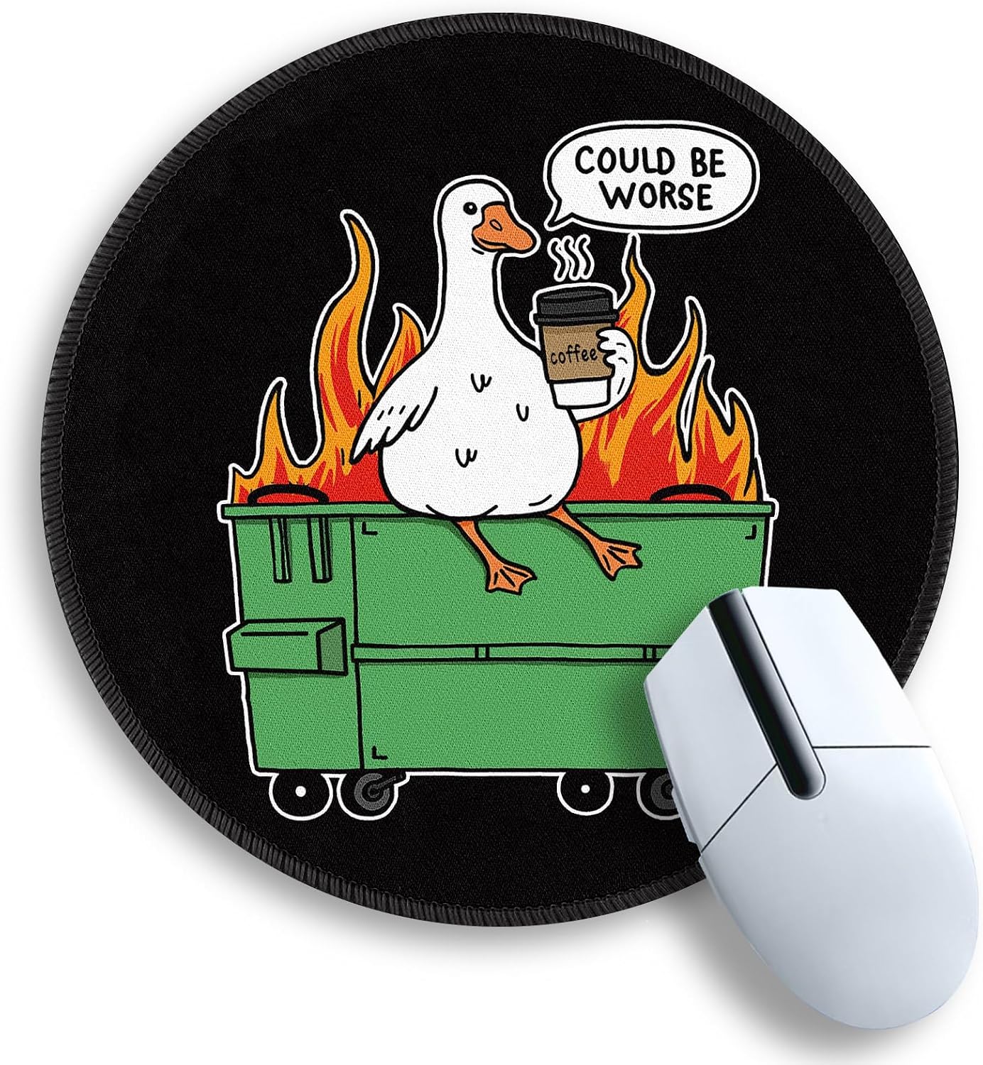 Gctriki Funny Goose Small Mouse Pad, 8.6 Inch Round Office Desk Mat Decor