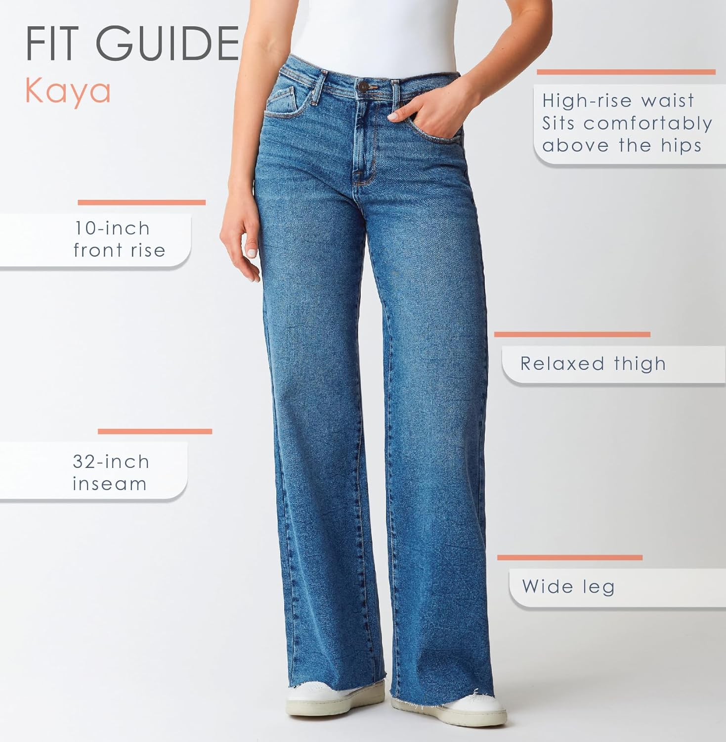 kensie Jeans for Women The Kaya Vintage Straight High-Rise Wide Leg Raw Hem 32-Inch Inseam, Size 0-24 - Image 4