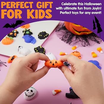 JOYIN 48 PCS Halloween Mochi Squishy Toys - Mini Cute Stress Relief Toys For Kids, Party Favors & Classroom Prizes