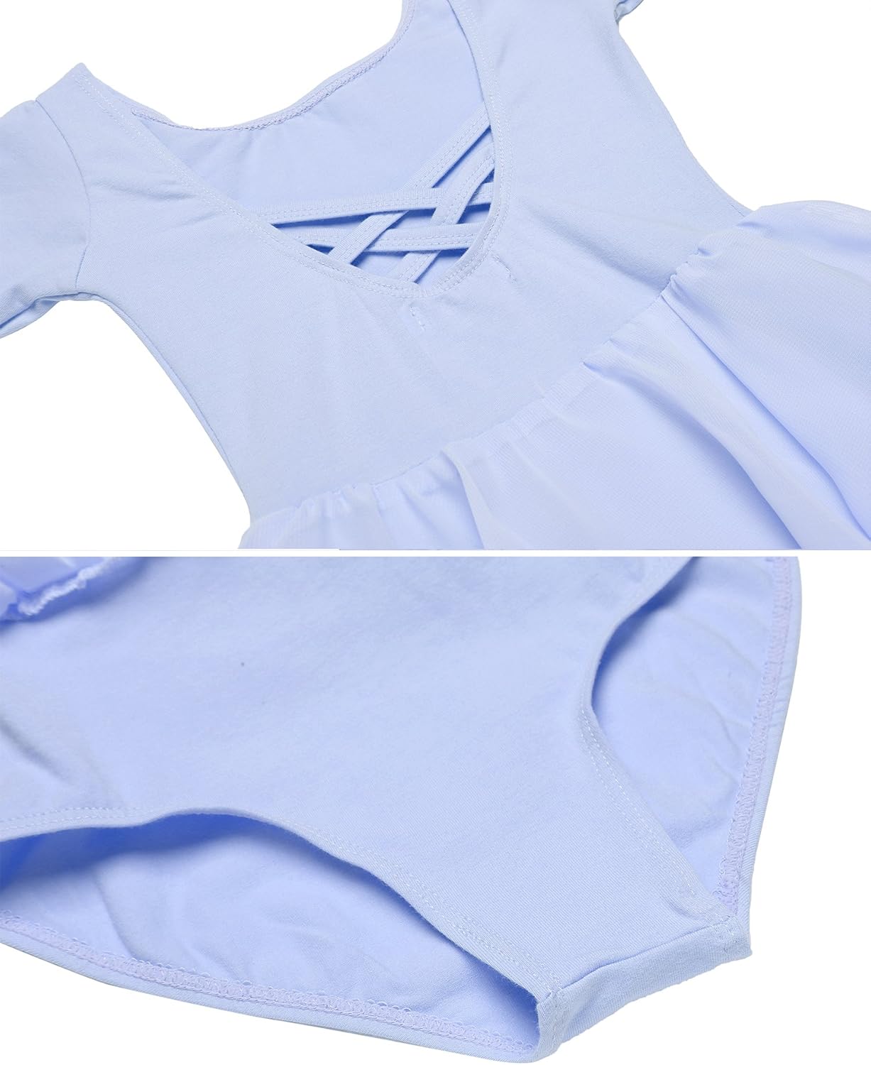 Zaclotre Ballet Leotards for Girls Toddler Classic Long Sleeve Criss-Cross Back Dance Dress Ballerina Outfits - Image 9