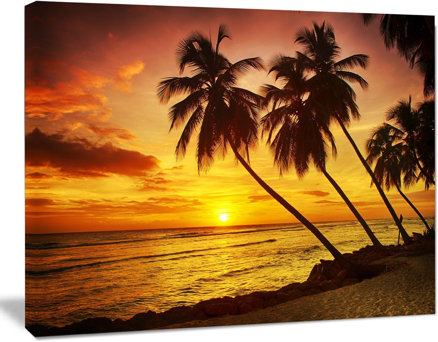 Designart PT11486-20-12 Barbados Island Evening Seashore-Modern Seascape Canvas Artwork-20x12, 12" H x 20" W x 1" D 1P
