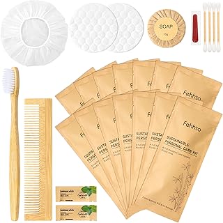 Compostable Personal Hygiene Kit Bulk 50 Sets, Disposable Travel Toiletr...