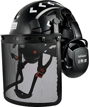 SAFEBUILDER Forestry Safety Helmet with Build-in Visor Mesh Face Shield Ear Muffs 4 in 1 Chainsaw Safety Hard Hats