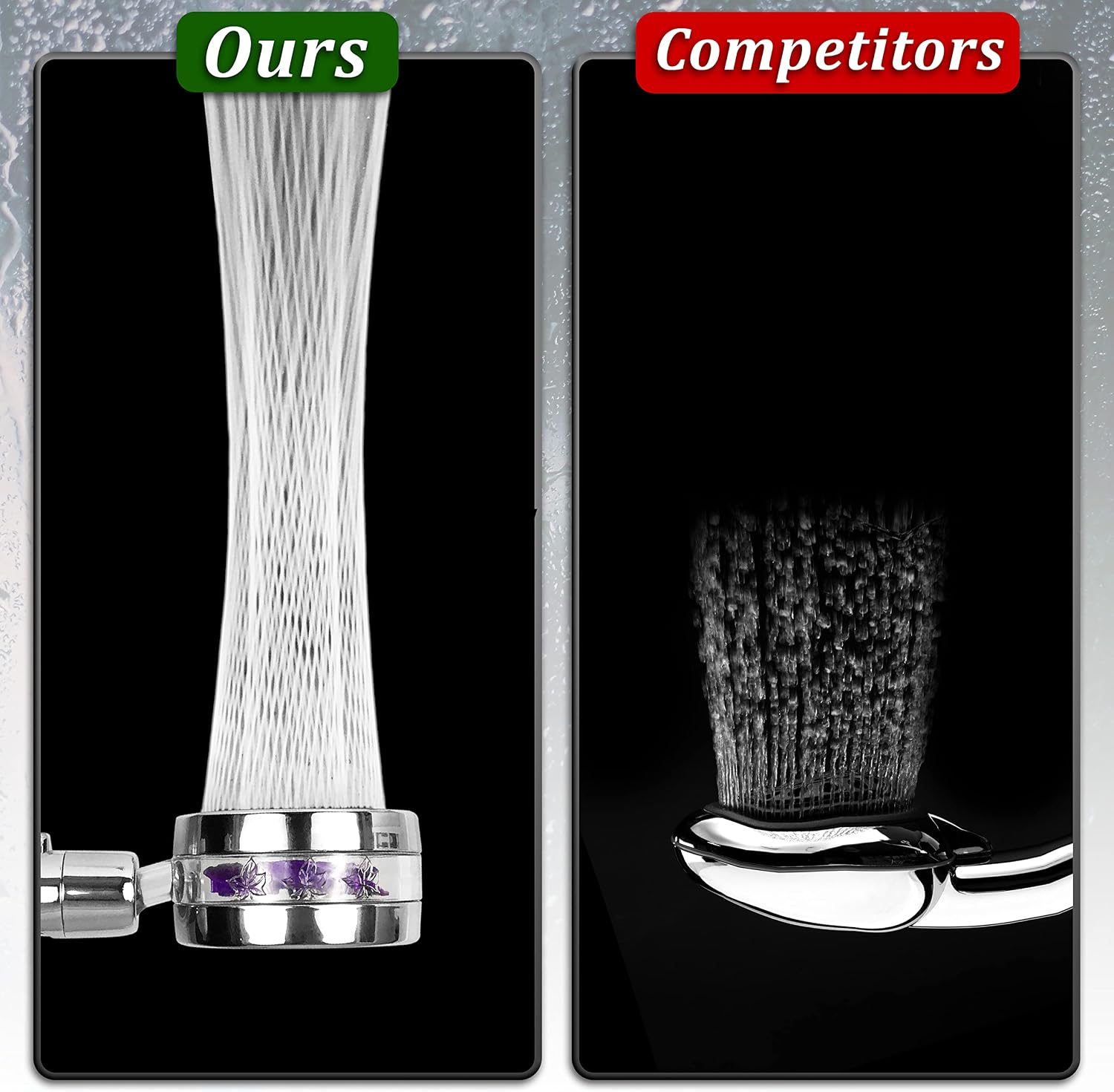 URBATHLAB Hydro Jet High Pressure Turbo Shower Head - Increase Low Water Pressure Handheld 360 Rotation - Power Boosted Propeller Fan Driven Vortex Stream - Massaging Spa Flow