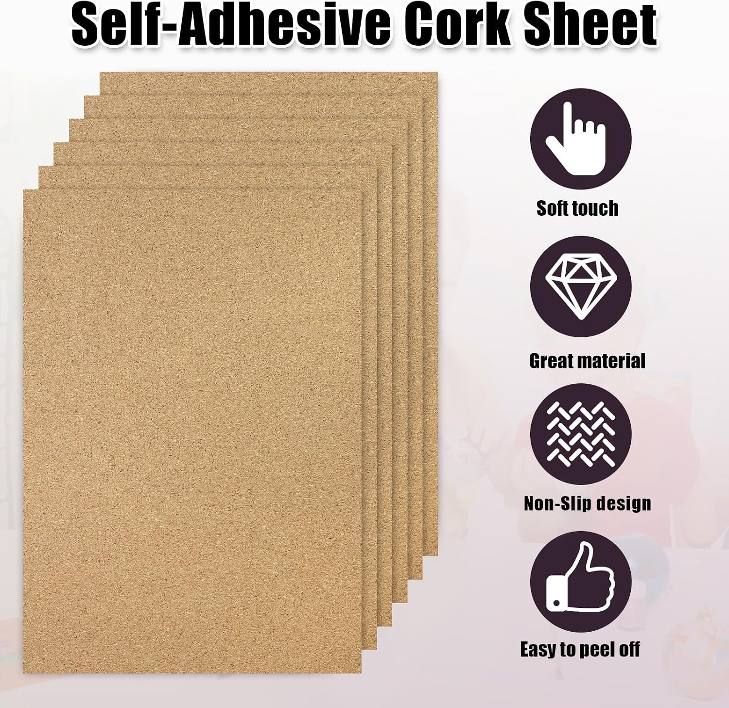 Biaungdo 10 Pcs Self Adhesive Cork Sheets, 11.8 X 8.26 Inch Cork Tile Sheet with Adhesive Backing, Rectangle Insulation Sticky Backing Sheets for DIY Coasters, Craft Project, Wedding Party, Wall Decor