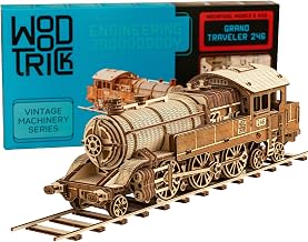 Wood Trick Grand Traveler Train Wooden 3D Puzzle for Adults to Build | [410 Pieces] Rolls Up to 20 ft - DIY Wooden Locomotive Mechanical Model Kit for Adults