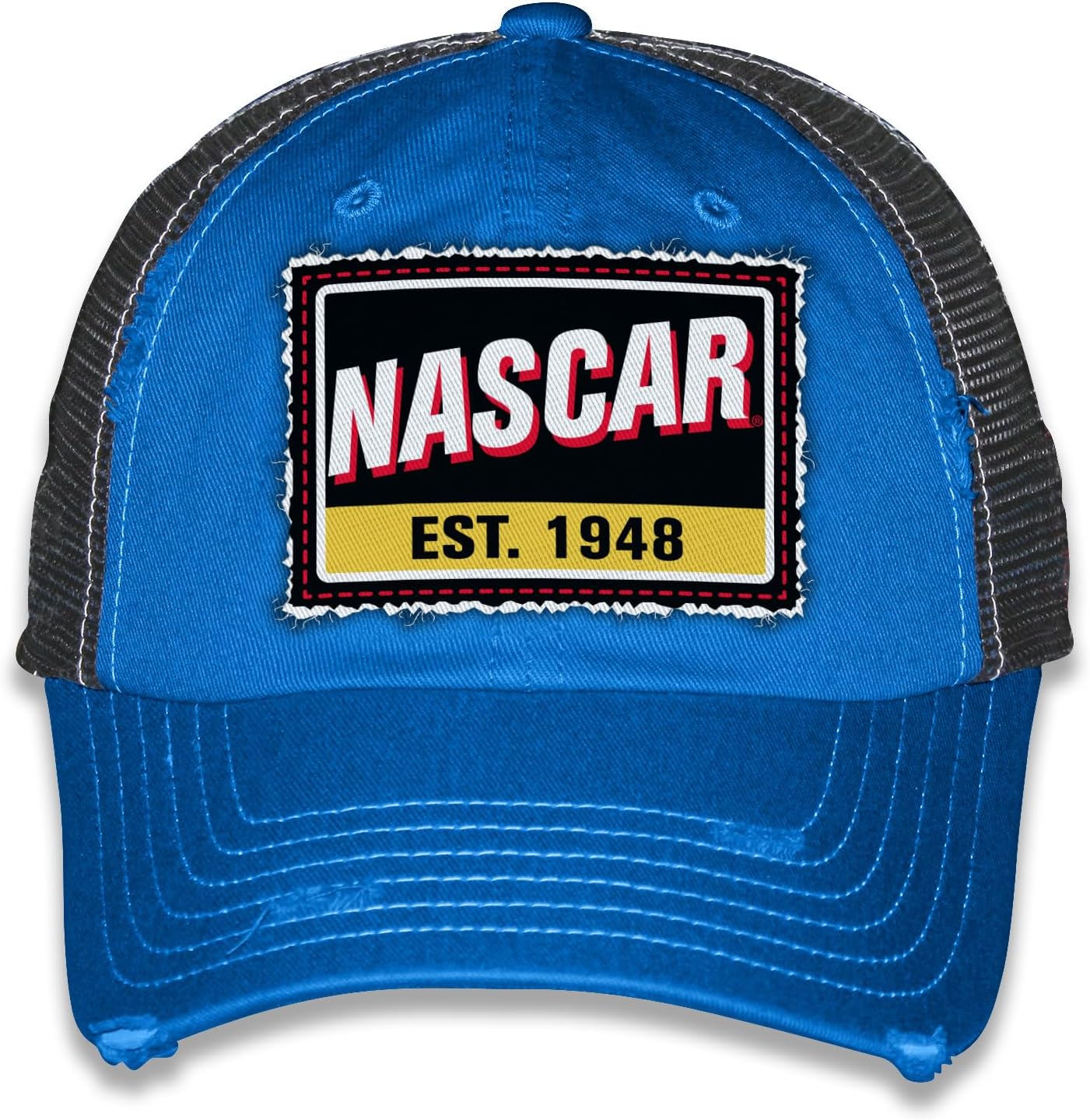 NASCAR Est. 1948 Logo Patch 2025 Mesh Vintage Distressed Brim Blue Hat