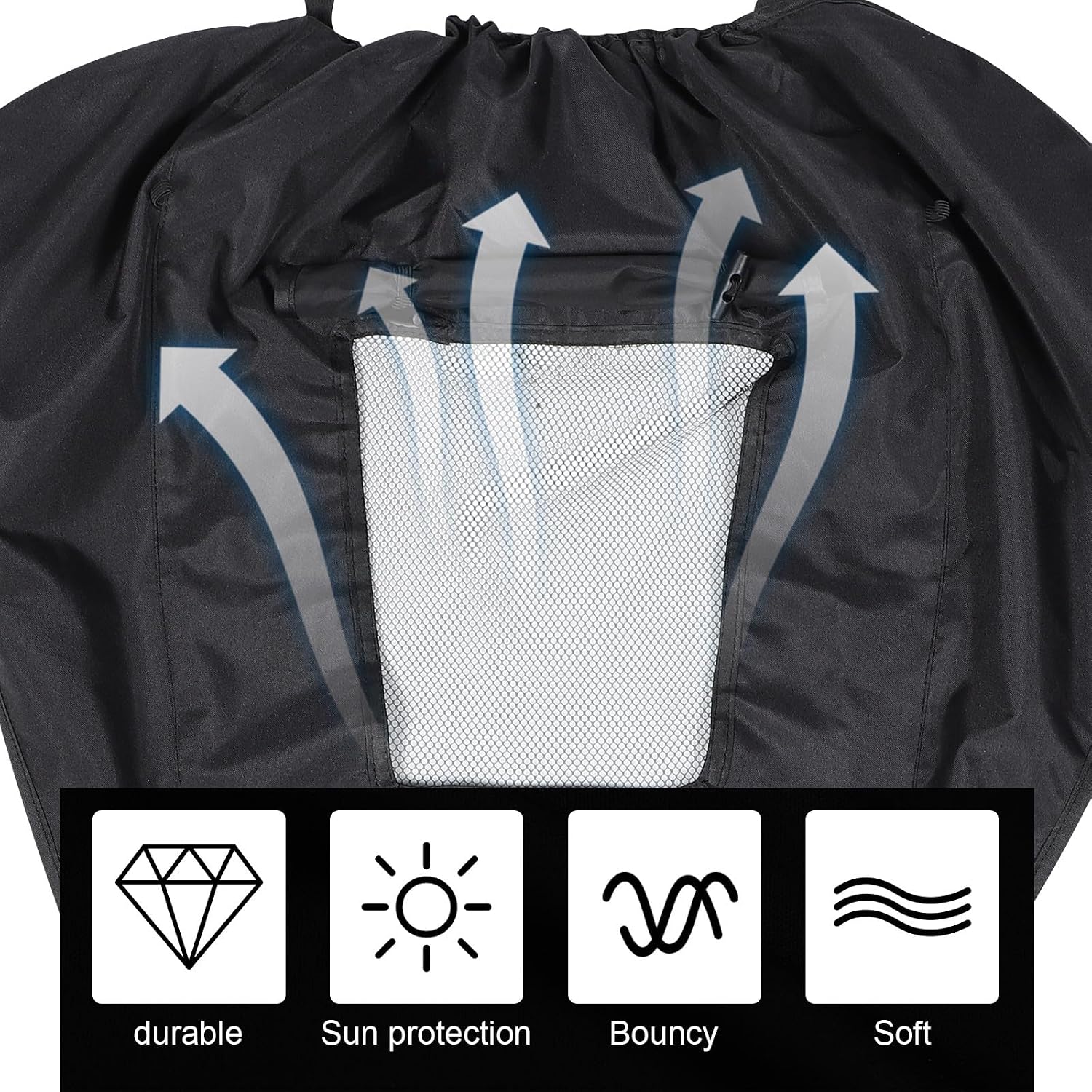Stroller Canopy Sunshade Cover Black Waterproof Cationic Fabric Universal Stroller Sun Protection Rain Shield Breathable Shade for Travel
