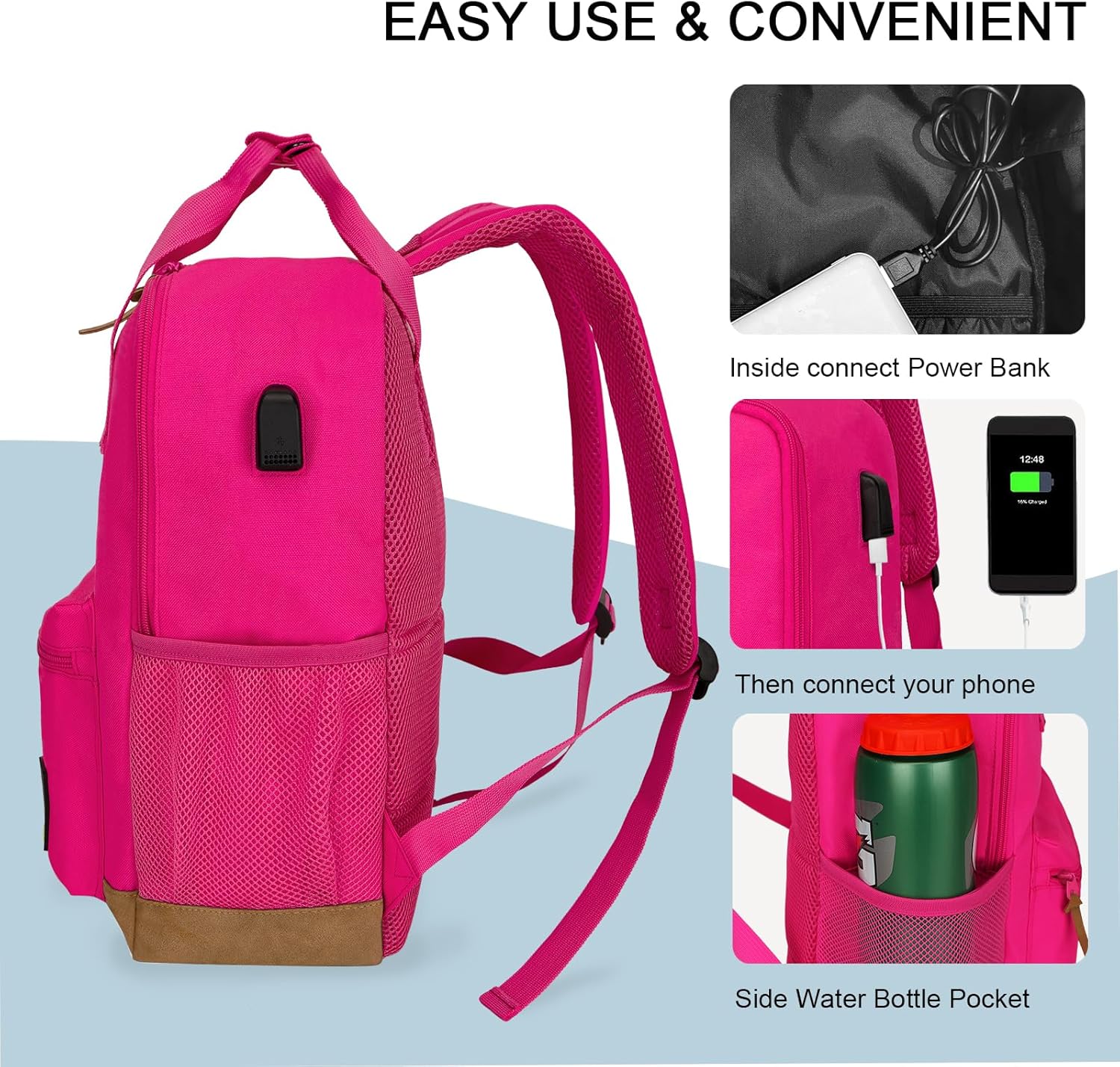 Goloni Classic Backpack with USB Charging Port,Water Resistant Travel Backpack for Men & Women,Laptop Backpack Flight Carry On