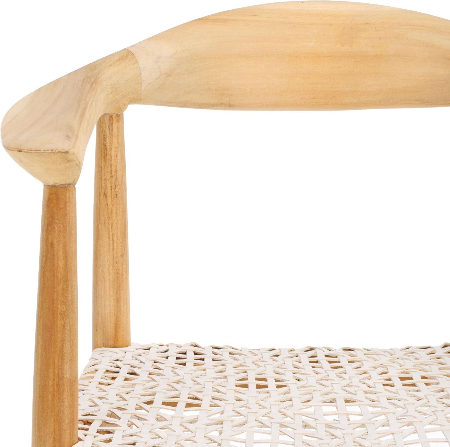 Safavieh Home Bandelier Scandinavian Brown Teak and White Leather 29-inch Bar Stool
