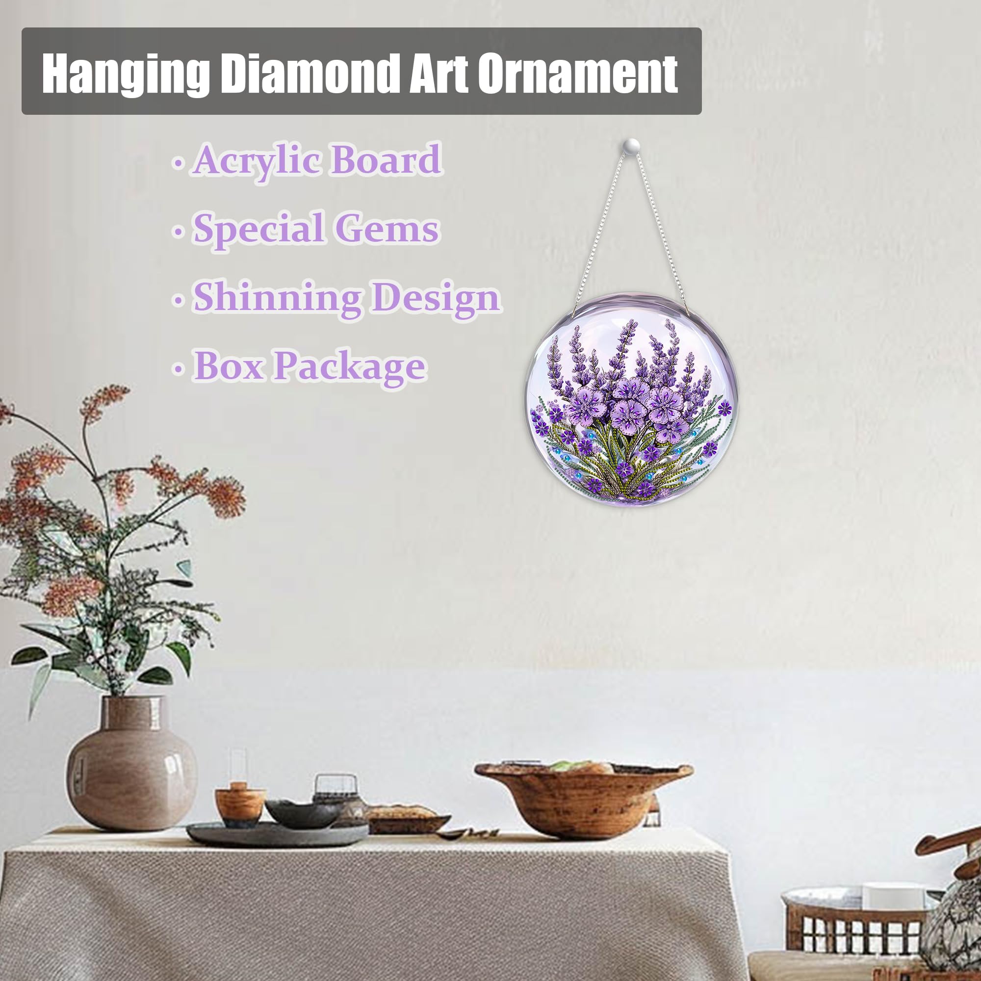 Eiflow Hanging Diamond Art Ornament Kit - Hydrangea Flower DIY Double Sided - View #5
