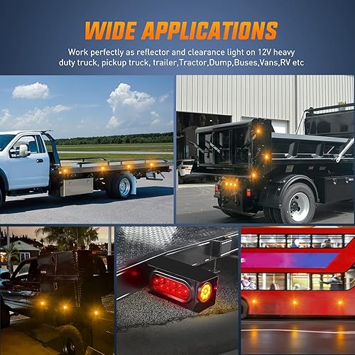 Miniatura 7 de Nilight Luz de Marcador Redonda de 2 Pulgadas 2PCS Ámbar 9LED Luces de Gálibo Montaje Empotrado con Enchufe Ojal Pigtail Cableado Directo para