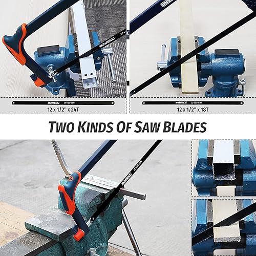 Miniatura 7 de Sierra de mano 4 en 1 con 4 cuchillas de cambio rápido, incluye hoja de sierra de yeso, metal, madera, plástico, guante de trabajo, mango suave y