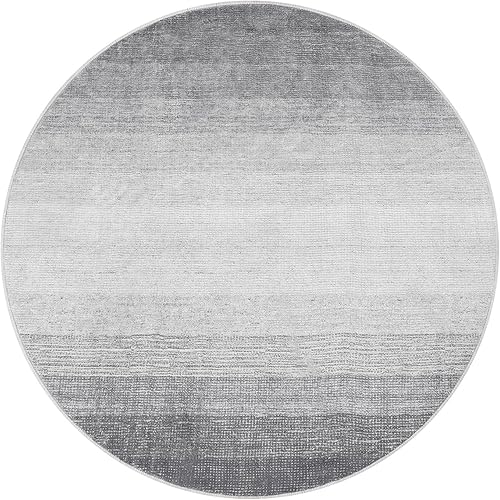 Miniatura 8 de Wonnitar Alfombra redonda lavable moderna de 5 pies, color gris, para sala de estar, antideslizante, grande, resistente a las manchas, alfombra de