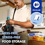 Sistema KLIP IT PLUS Conteneurs de stockage des aliments, 3.35 L, étanche, empilable & Conteneurs de réfrigérateur/congélateur hermétiques avec lids, plastique sans BPA, clips bleus, 3 Nombre