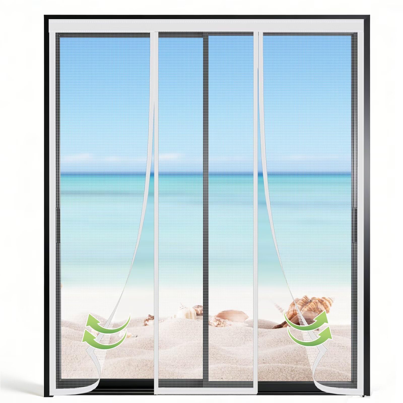 Écran Moustique Magnétique Porte 110x265 Rideau Blanc Protection Insectes
