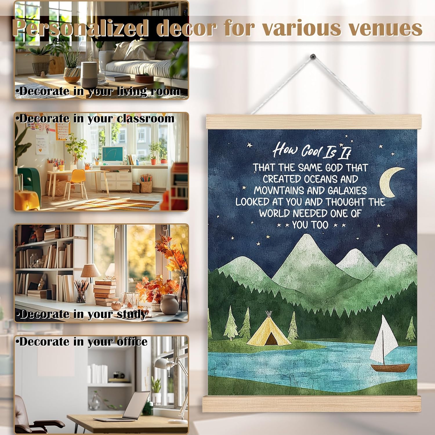 FITIE Christian Wall Art How Cool is It That the Same God Creation Inspirational Quotes Mountain Canvas Wall Decor for Home Bedroom Living Room Office,Inspirational Mountain Night Sky Christian Canvas Wall Art Poster, 12x16 Inches image 2