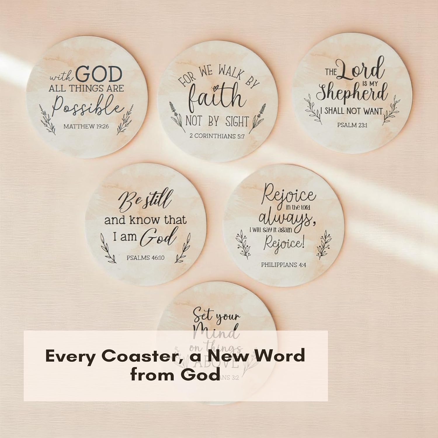 Blessed Ceramic Absorbent Coasters with Holder Set of 6 + ilohaus Bible Journal & Prayer Journal for Women and Men – Christian Notebook for Bible Study, Reflection, and Home Use