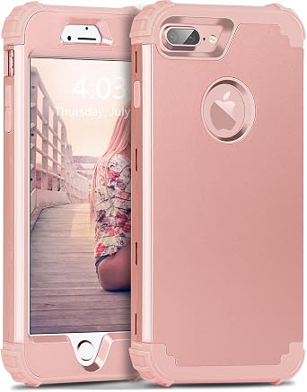 iPhone 8 Plus Case,iPhone 7 Plus Case,BENTOBEN 3 in 1 Hybrid Hard PC Soft Rubber Heavy Duty Rugged Bumper Shockproof Anti Slip Full-Body Protective Phone Case for Apple iPhone 8 Plus/7 Plus,Rose Gold: Buy Online at Best Price in UAE