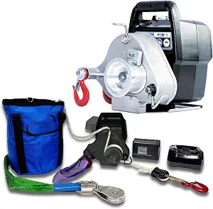 Portable Winch PCW3000-Li-A Battery-Powered Capstan Winch with Accessories - 2,200 lbs Capacity