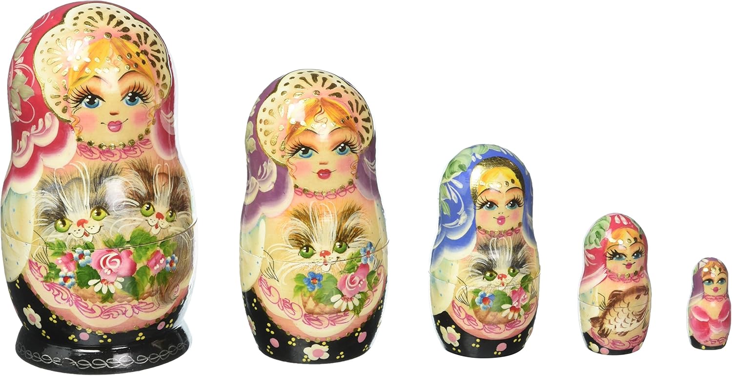 Kitty Cats 5-Nest Matreshka Nesting Dolls Set - 120059 by G.DeBrekht