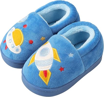 OWIF Toddler Slippers Boys Girls Little Kids House Slipper Cute Warm Soft Indoor Bedroom Shoes with Non-slip Sole