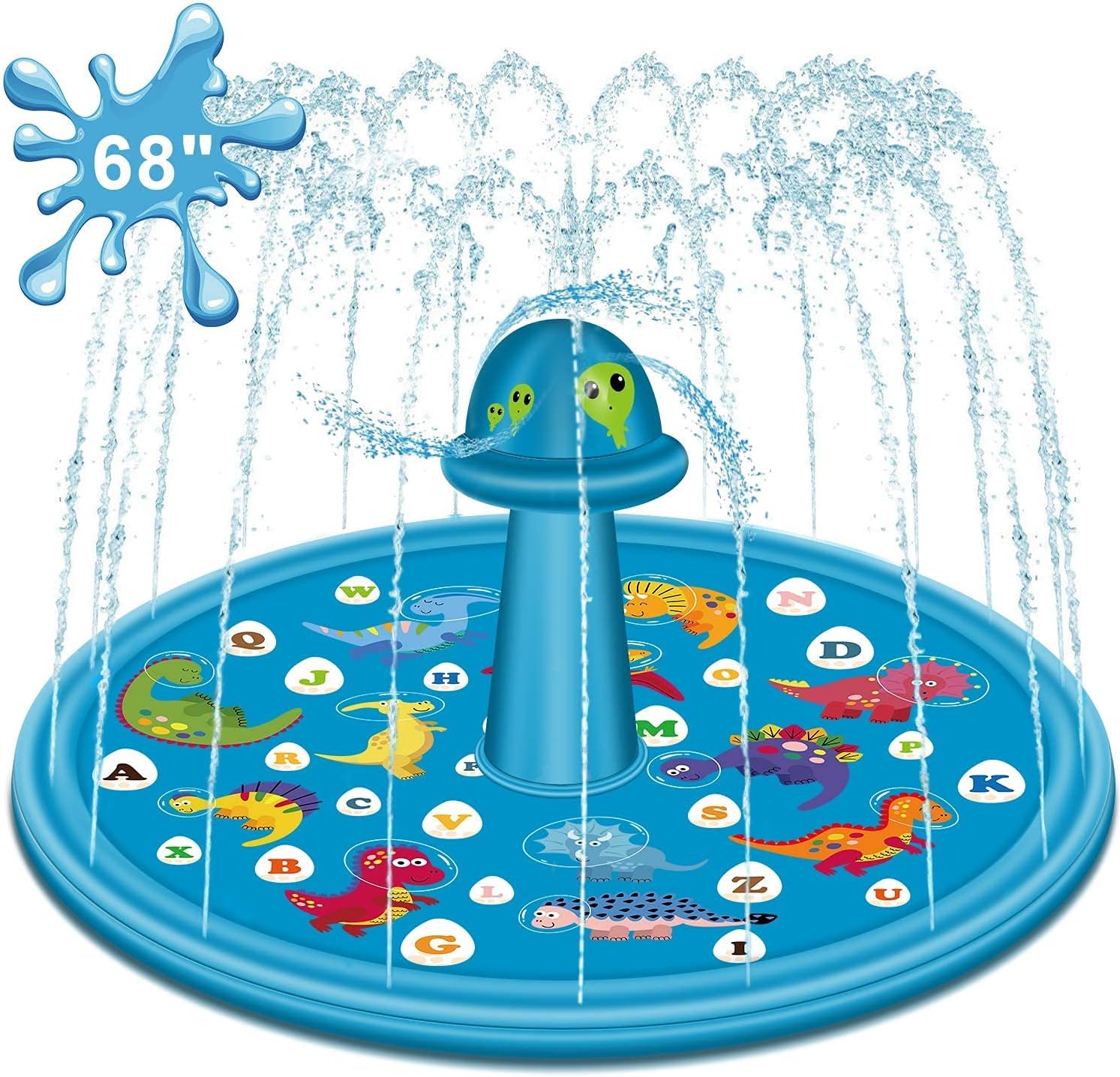 Apsung Splash Pad, 68" Larger Sprinkler for Kids, Wading Swimming Pool, ‘from A to Z’ Inflatable Outdoor Water Summer Toys for Toddler Baby Kids Dogs