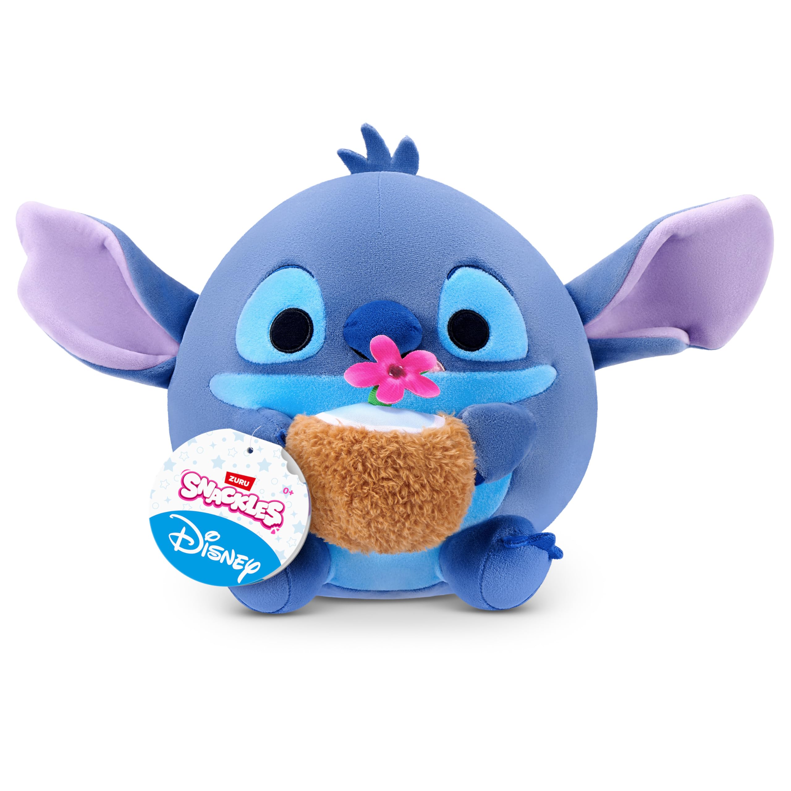 Snackles Disney 8-Inch Plush Toy (Stitch & Coconut Water) by ZURU – Ultra-Soft Stuffed Animal with Snack Accessory, Collectible Cuddly Plush for Kids, Tweens, Teens & Disney Fans