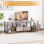 Eiskah TV Support avec tiroirs en tissu et sorties d'alimentation pour 75 70 65 1 cm TV, Centre de divertissement avec étagères de rangement ouvertes, industriel TV Media Console Table pour Salon Chambre Bureau