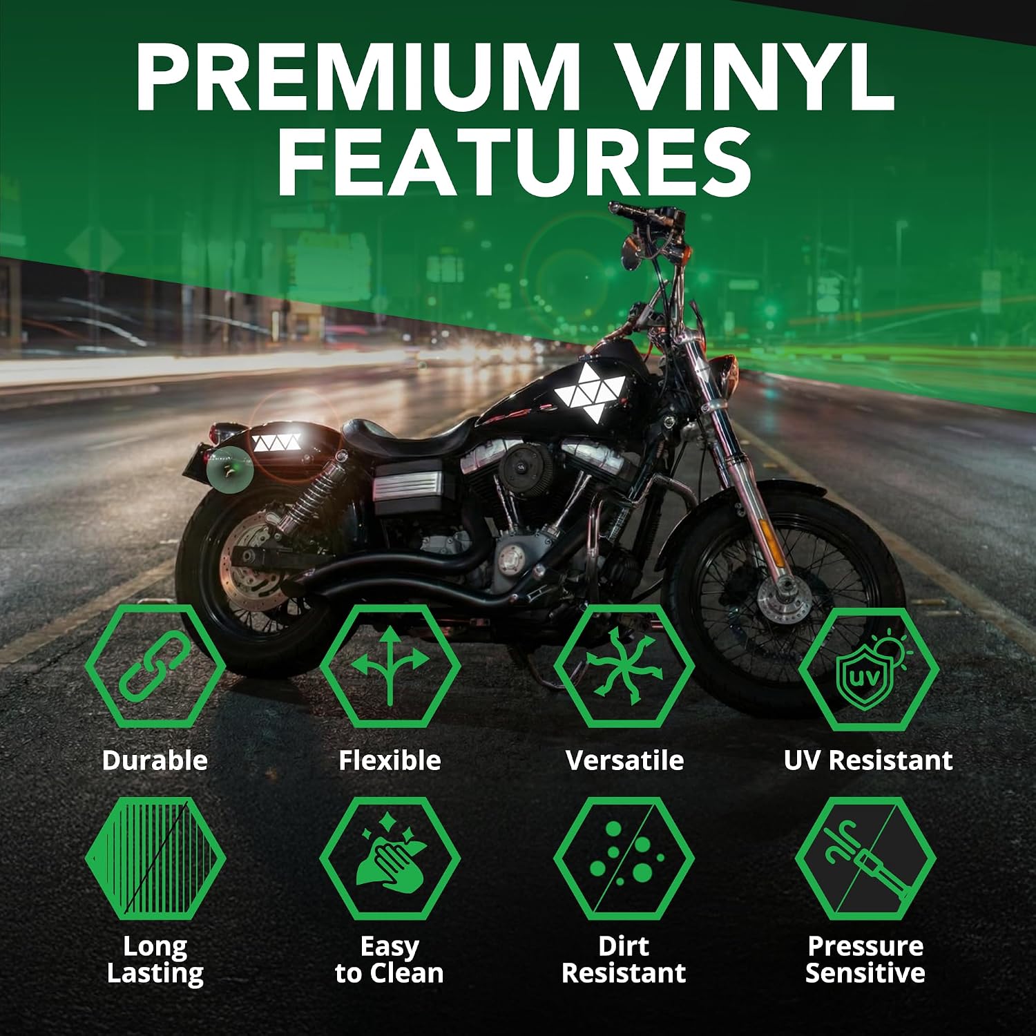 BRIGHT KNIGHT DECALS Reflective Stickers, 17pc Triangle Kit, Reflective Tape Outdoor Waterproof Motorcycle Helmet Stickers for Bikes, Scooters, and Hard Hats, Night Safety High Visibility