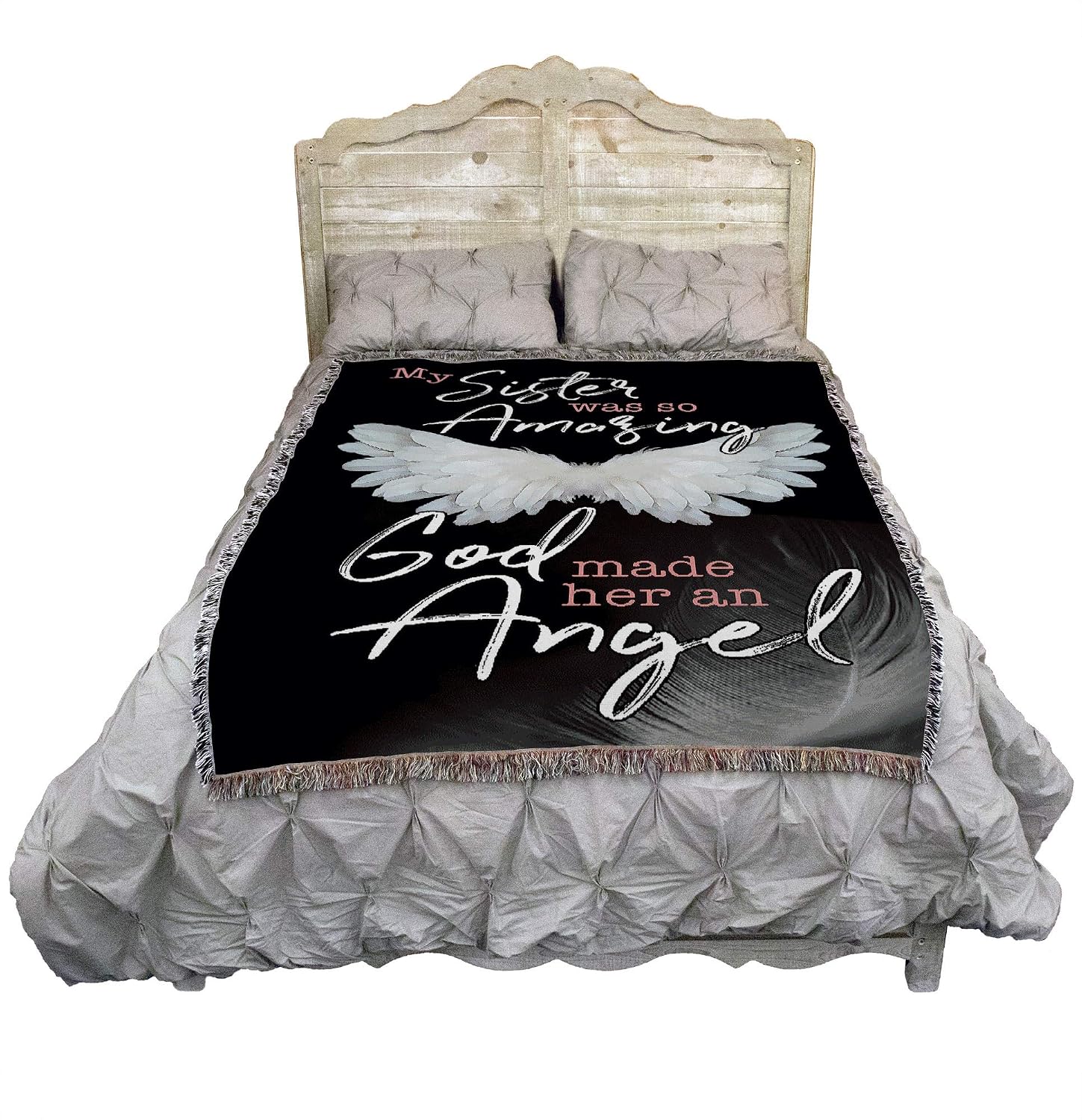 My Sister was So Amazing God Made Her an Angel Blanket - Sympathy Bereavement Gift Tapestry Throw Woven from Cotton - Made in the USA (72x54)