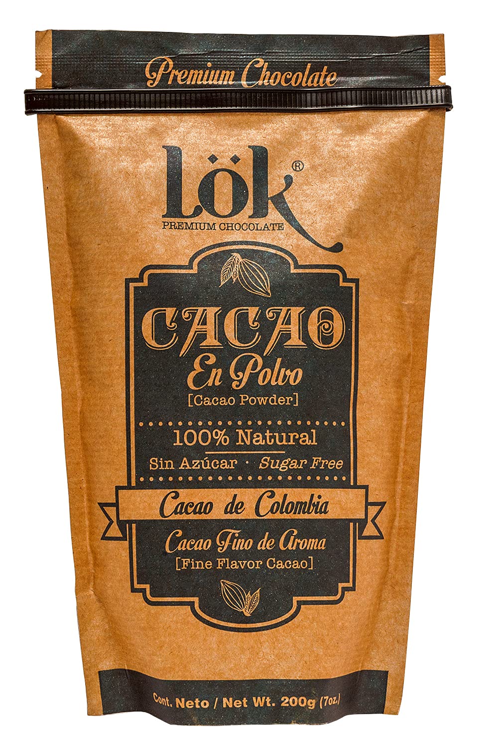 Lök Foods Colombian Single Origin Sugar Free Natural Cacao Powder, 200g