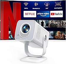 Mini Beamer 4K 1080P Unterstützt [Android 13 & 270° Drehbar] Smart Beamer Klein mit WiFi 6 Bluetooth 5.4, Tragbarer Projektor Heimkino Outdoor mit Auto Trapezkorrektur für HDMI/Android/iOS/PC/USB