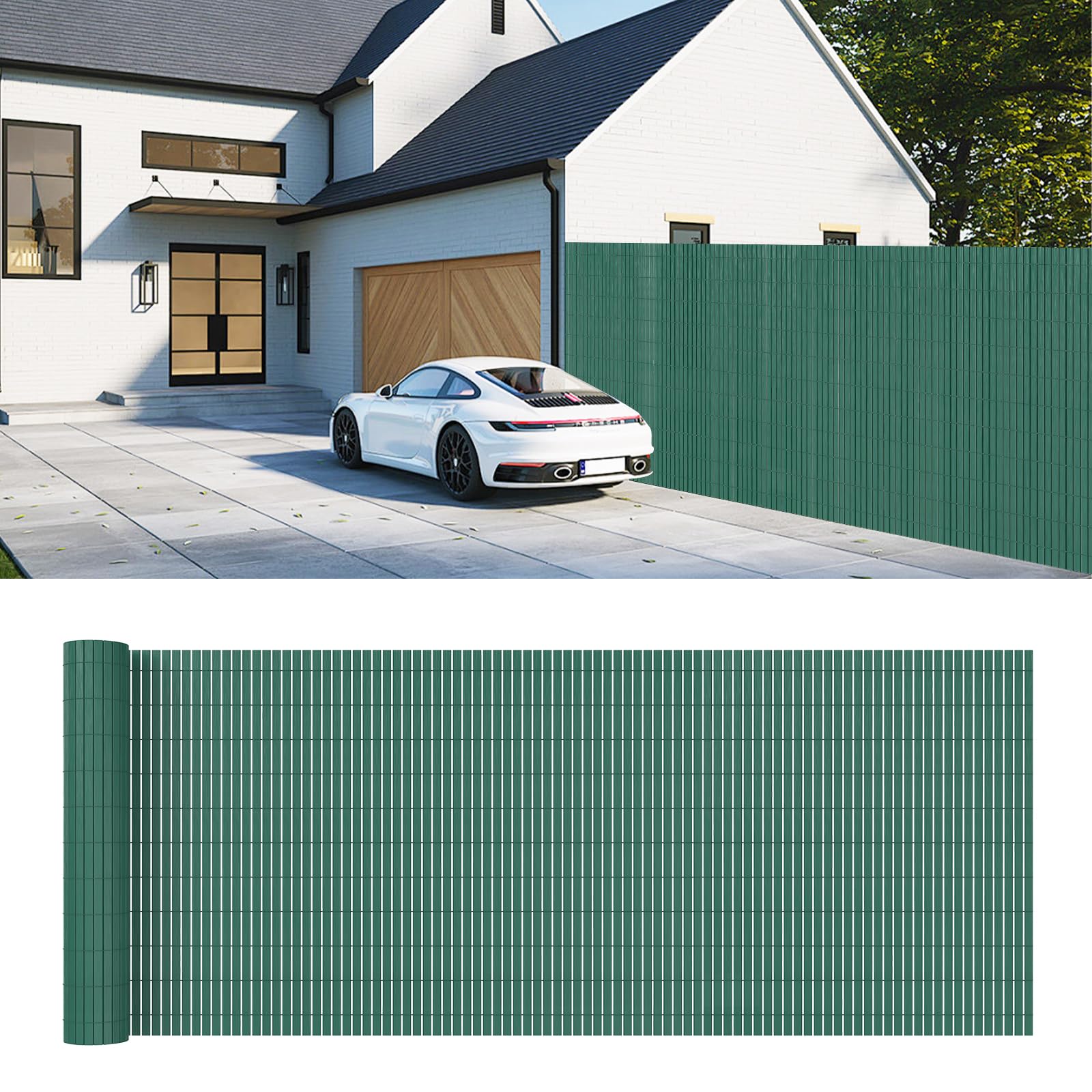 Canisse en PVC 160x300cm, Brise-Vue de Jardin-Balcon-Terrasse-Clôture, Écran de confidentialité, Pare-Brise Extérieure Waterproof et Résistance UV, Habillage de Balcon, Barrière Occultante, Verte