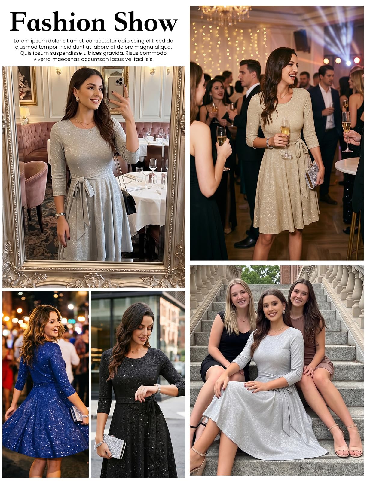heekpek Cocktailkleid Damen Elegant Kleid Partykleid