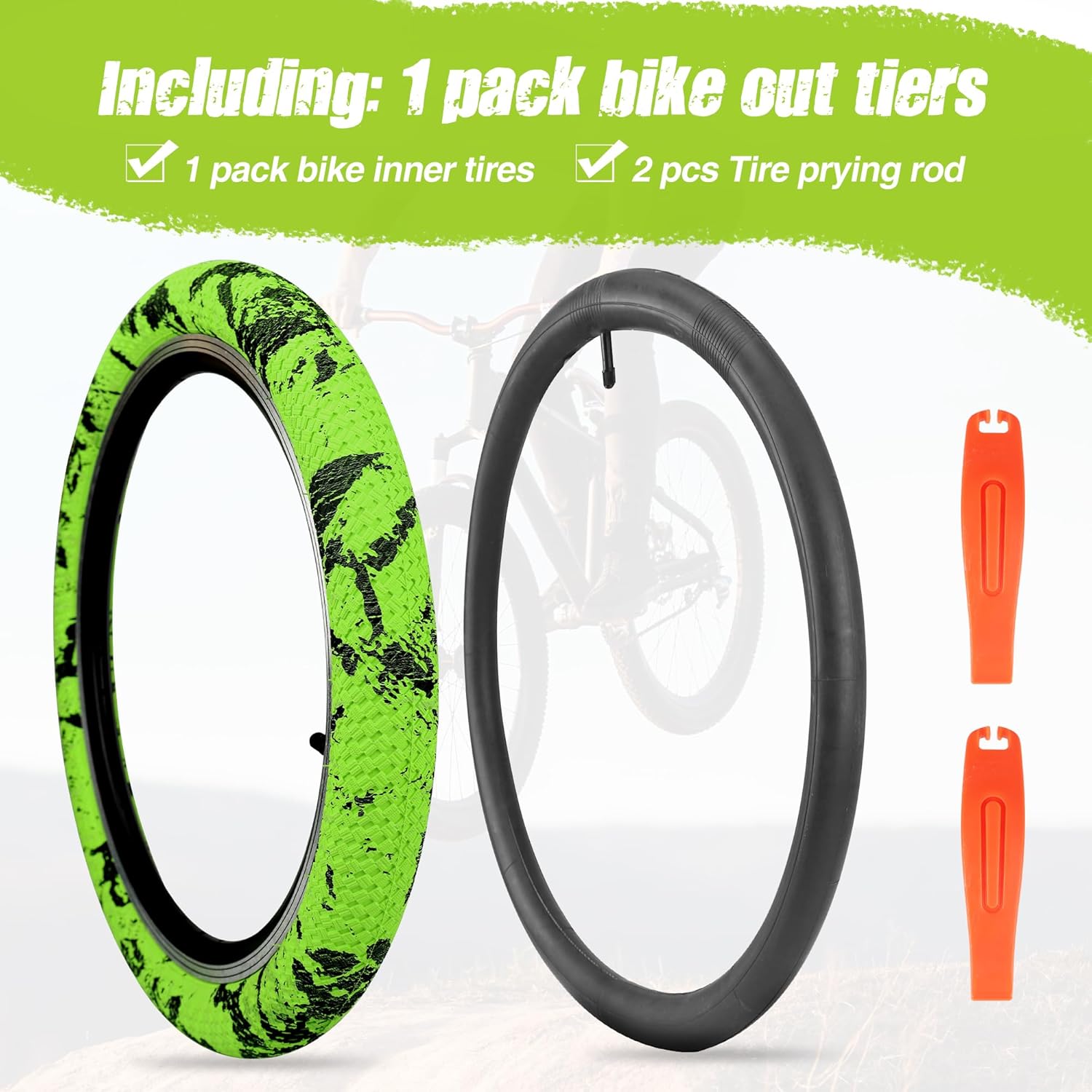 WEEROCK Bike Tire 16/20 Inch Tires 2 Pack 20 x 2.1 Folding Bead Replacement Tyre with 16/20 Inch Inner Tubes for 16"/ 20" Bicycles, MTB, Mountain Bike, BMX