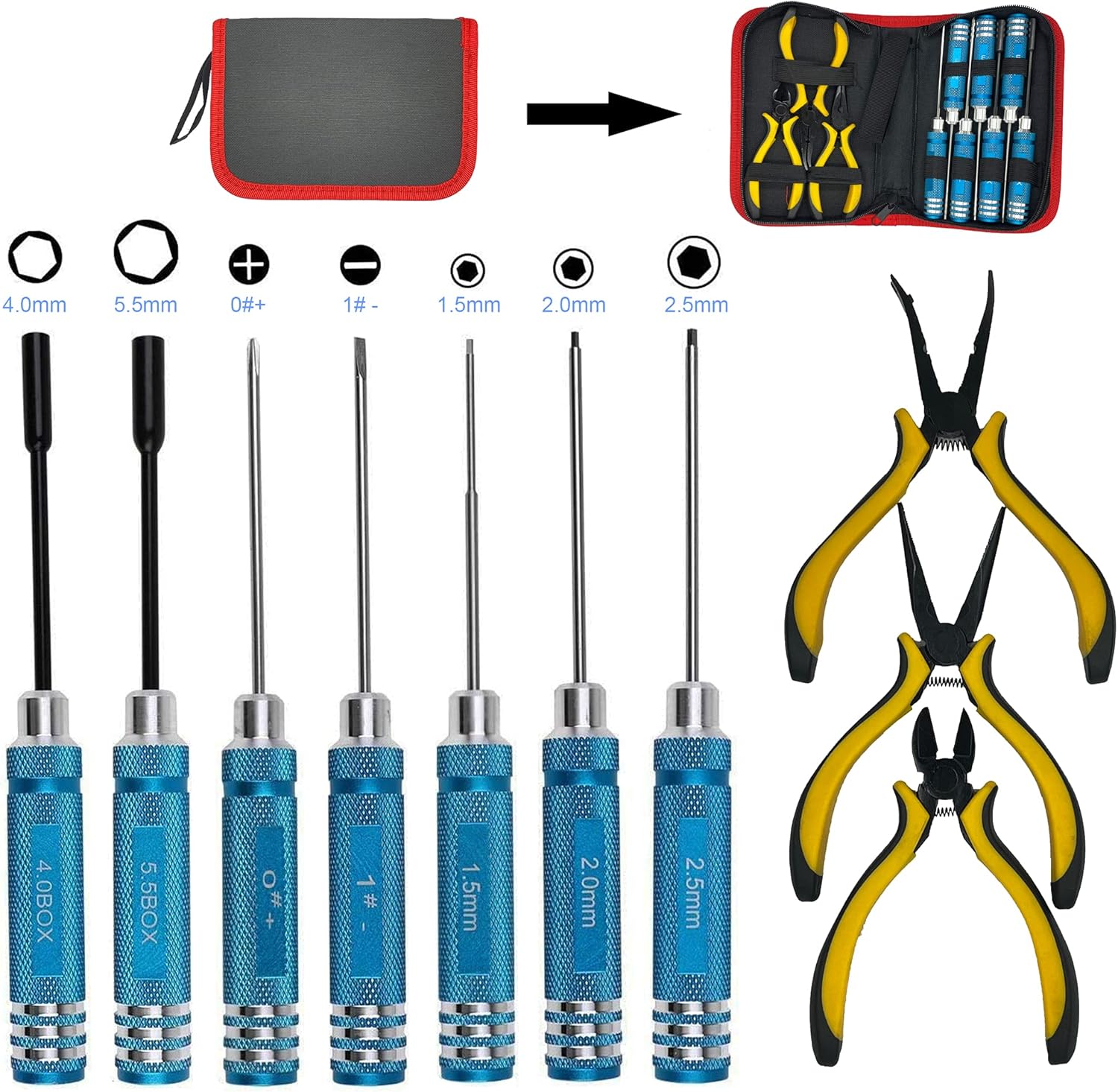 Deeirao 10 in1 RC Tools Set Stainless Steel Screwdriver