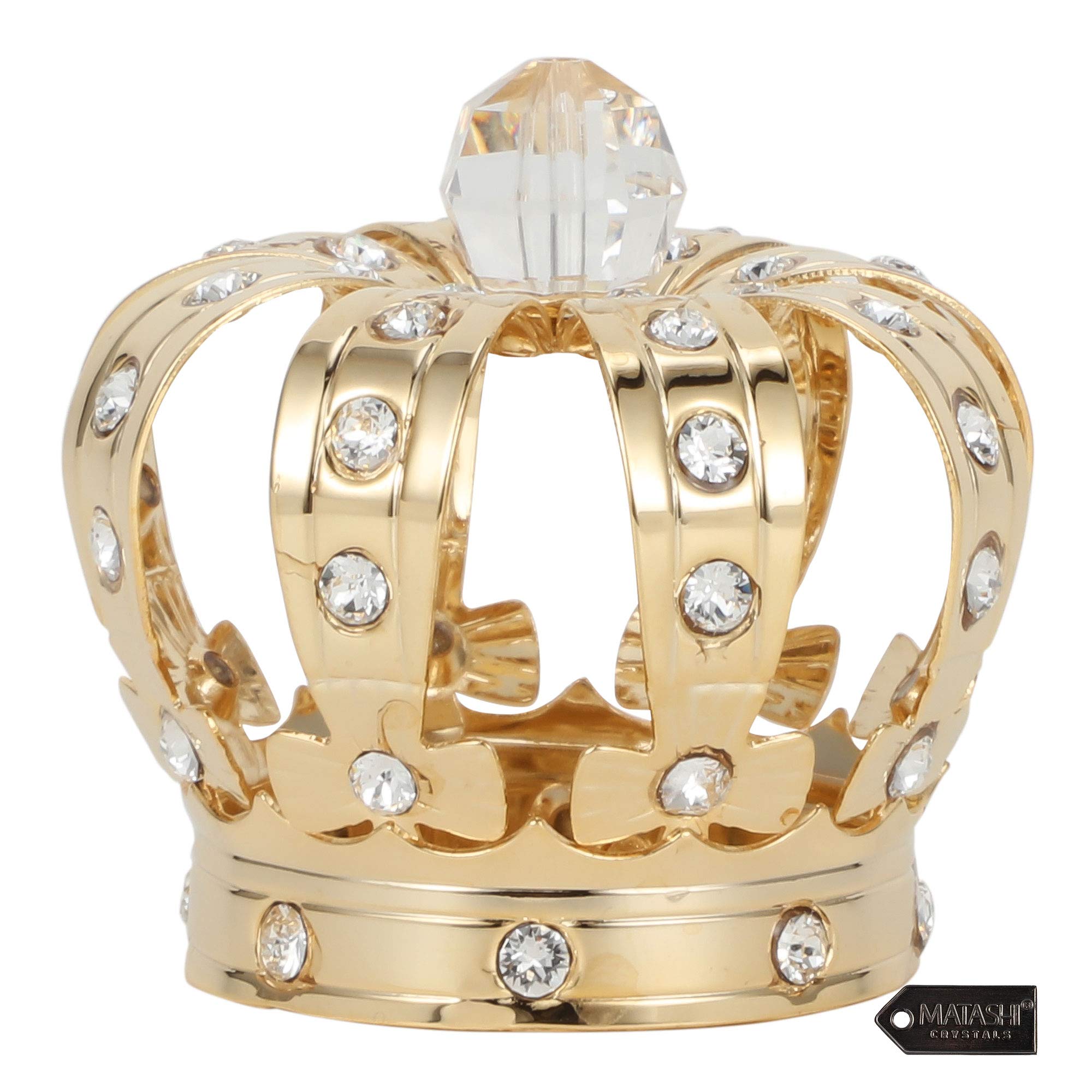 Amazon.com: 24K Gold Plated Crown Ornament with Clear-Cut Crystals 
