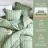 Vista 5 de MILDLY Funda de edredón con volantes tamaño King – Juego de ropa de cama de sirsaca con volantes bohemios y elegantes de 3 piezas, 100% microfibra