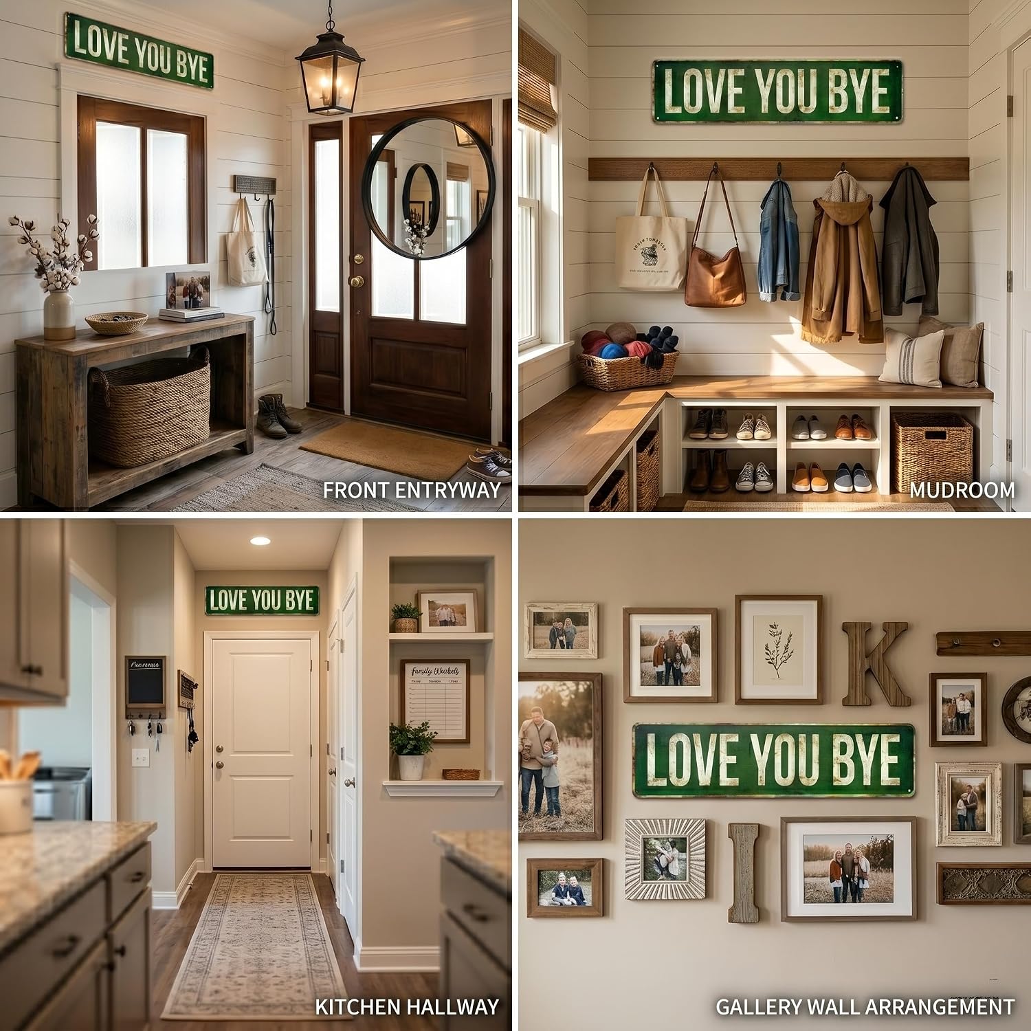 Love You Bye Funny Metal Street Sign, Vintage Aluminum Wall Decor 15 x 4 Inch Above Door Sign, Rustic Green Retro Entryway Foyer Mudroom Home Decor Gift for Family image 5