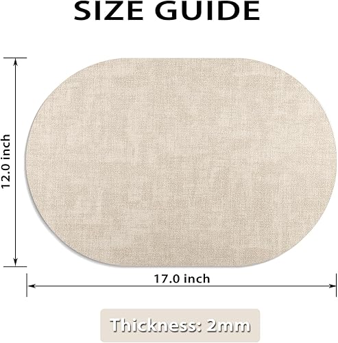 Miniatura 6 de Juego de 4 manteles individuales para mesa de comedor, antideslizantes, resistentes al calor, ovalados de cuero, de doble capa, impermeables,