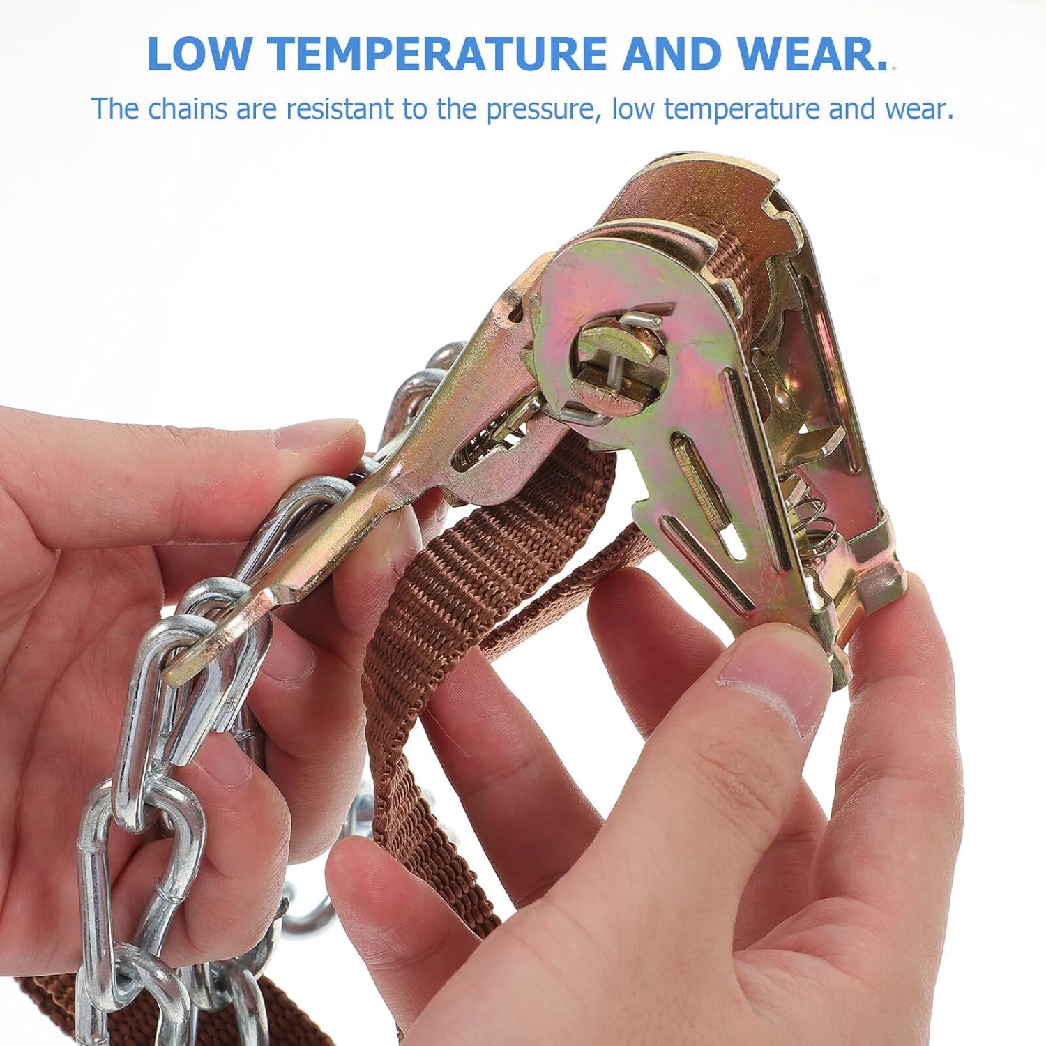 POPETPOP 8pcs Suv Snow Chains Car Tire Anti-skid Chains for Winter Emergency Traction on Snow Ice and Mud Tires (235-265) Random Color