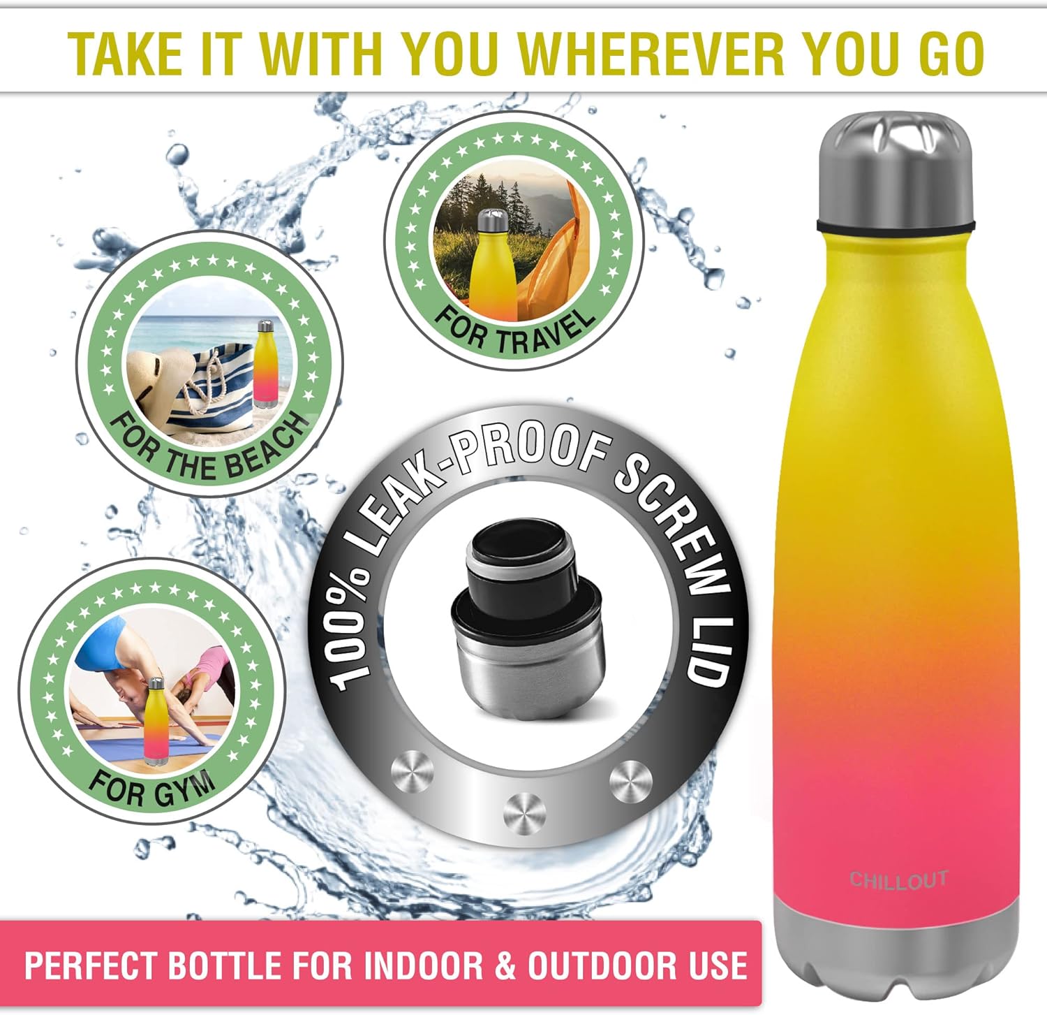 CHILLOUT LIFE Stainless Steel Water Bottle for Kids School: 12 oz Double Wall Insulated Cola Bottle Shape for Cold and Warm Drinks, BPA Free Metal Sports Bottle for Boys, Girls & Women - Image 4