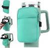 LMYUHONG Water Bottle Pouch For Stanley Cup Accessories 40oz 20oz 30oz,Tumbler Pouch With Versatile Pocket, For Cards, Keys,Earphone. Fits For Phones, Use For Running, Walking, Hiking & Biking,Green