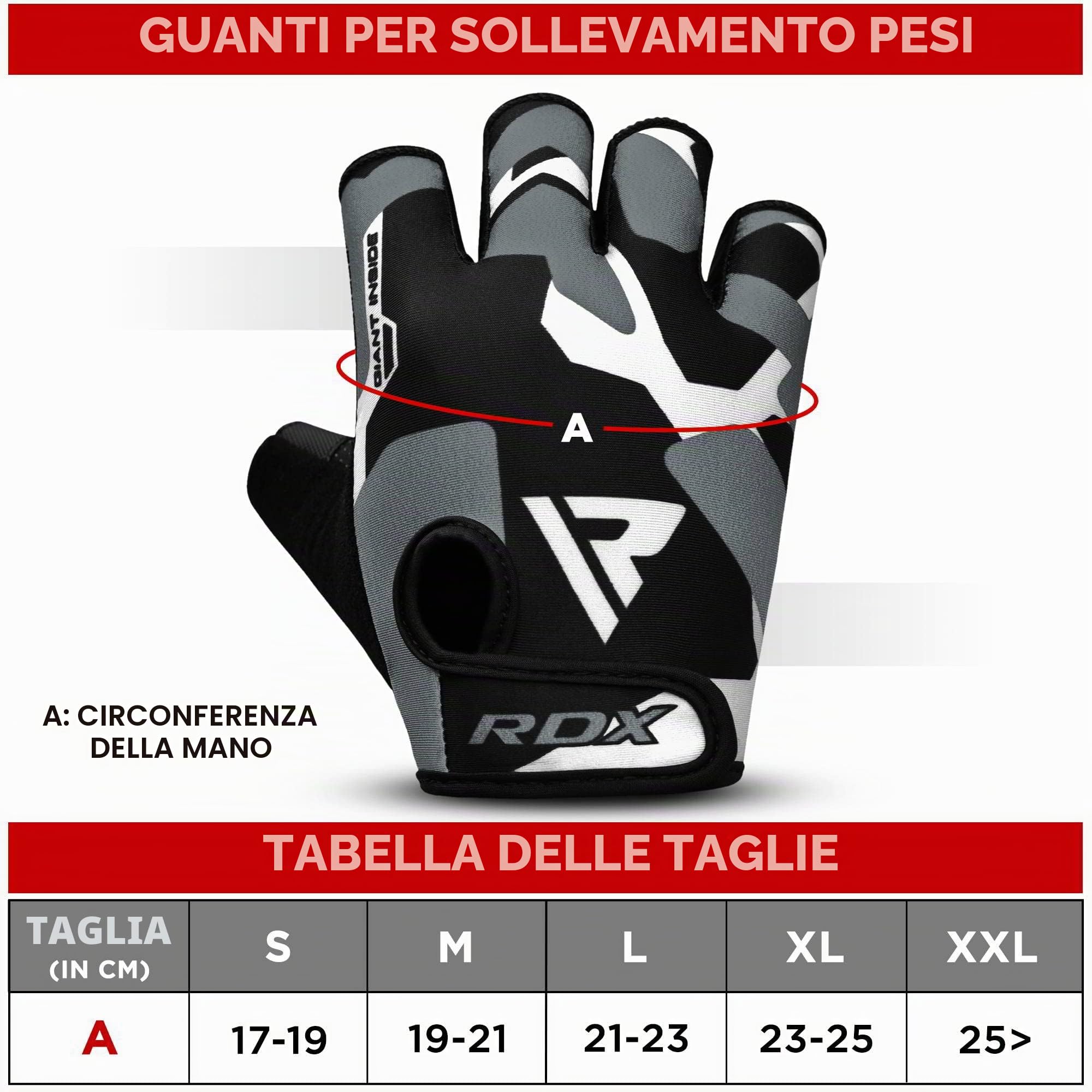 RDX Guanti Palestra Sollevamento Pesi Antiscivolo Imbottito Presa Protezione Elastico Traspirante Powerlifting Bodybuilding