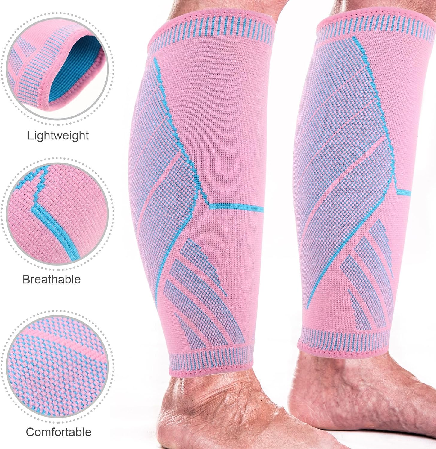 Holibanna 2pcs Calf Compression Sleeves for Men and Women, Footless Leg Sleeves Made of Nylon and Polyester, Easy to Wear Protection for Running and Hiking